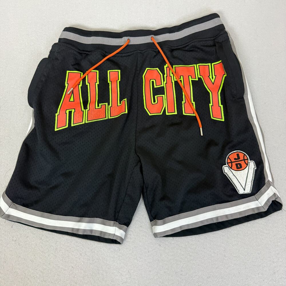 Just Don All City Basketball Shorts Black Mesh Neon Graphic Size Large